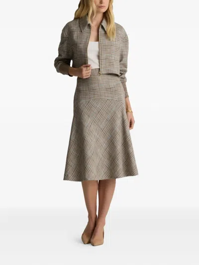 St John Campbell Prince Of Wales Check Zip-front Jacket In Brown