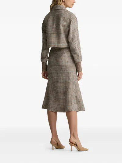 St John Campbell Prince Of Wales Check Zip-front Jacket In Brown