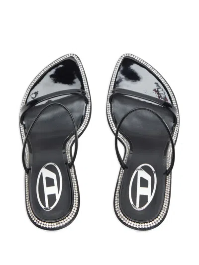 Diesel D-havanna-strappy Patent Mules With Crystals