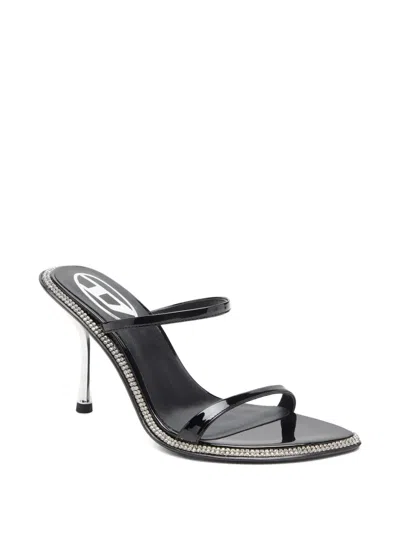 Diesel D-havanna-strappy Patent Mules With Crystals