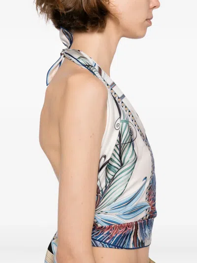 Ferragamo Giada Print Silk Scarf Scarves And Foulards White In Multi