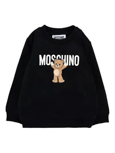 Moschino Bear-print Crew-neck Sweatshirt In Black