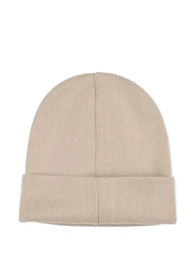 Hugo Boss Logo-patch Beanie In Neutral