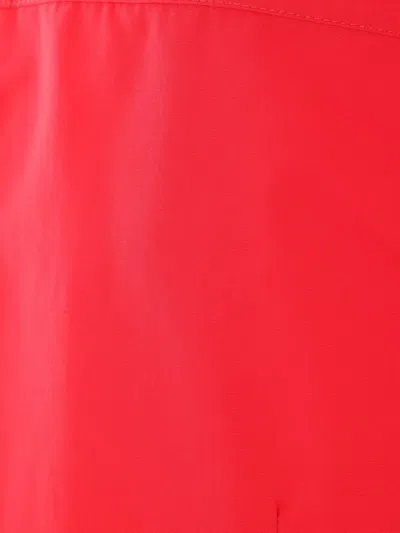 Alainpaul Structured Shoulder Poplin Button Down Blouse In Red