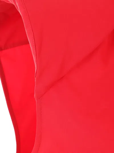 Alainpaul Structured Shoulder Poplin Button Down Blouse In Red