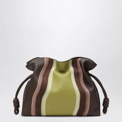 Loewe Flamenco Medium Clutch In Chocolate/light Moss