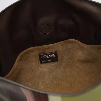 Loewe Flamenco Medium Clutch In Chocolate/light Moss