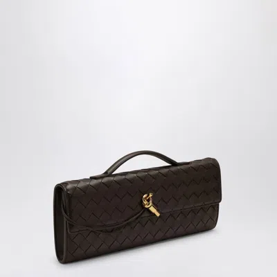 Bottega Veneta Women Leather Andiamo Clutch With Intrecciato Motif In Black