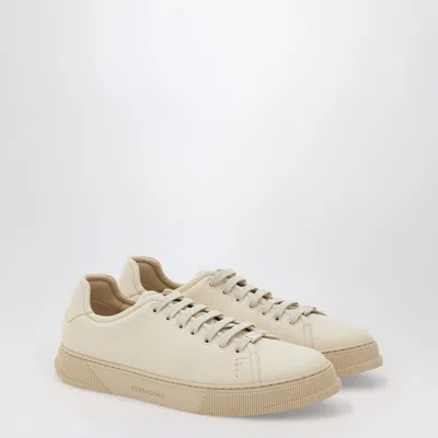 Ferragamo Mascarpone-colored Leather Sneakers