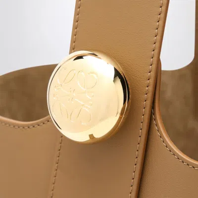 Loewe Brown Calfskin Pebble Bucket Medium Bag In Green