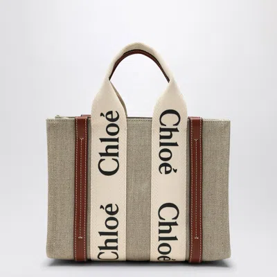 Chloé Woody Little Bag In Beige Canvas