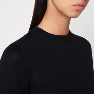 Max Mara Blue Crew Neck Sweater In Wool