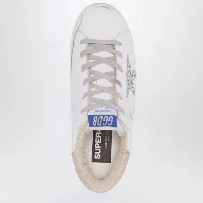 Golden Goose White/silver Super-star Sneakers With Shearling Lining