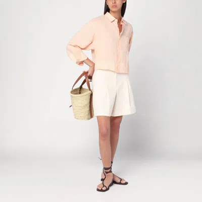 Apc A.p.c. Cropped Shirt In Peach-coloured Linen In Pink