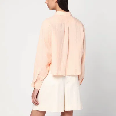 Apc A.p.c. Cropped Shirt In Peach-coloured Linen In Pink