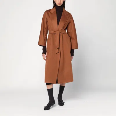 Max Mara Wrap Coat In Brown Cashmere