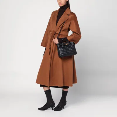 Max Mara Wrap Coat In Brown Cashmere