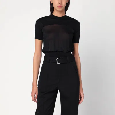 Sportmax Black T-shirt In Viscose And Wool In Black