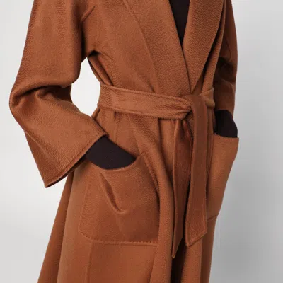 Max Mara Wrap Coat In Brown Cashmere
