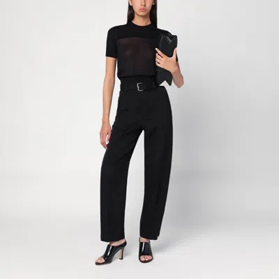 Sportmax Black T-shirt In Viscose And Wool In Black
