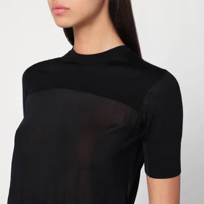 Sportmax Black T-shirt In Viscose And Wool In Black