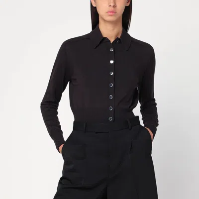 Sportmax Dark Brown Cardigan In Wool