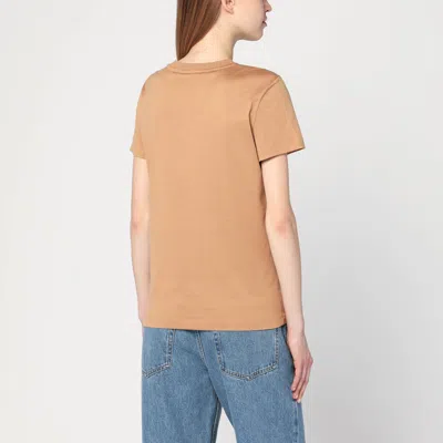 Max Mara Camel-coloured T-shirt In Cotton In Brown