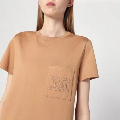 Max Mara Camel-coloured T-shirt In Cotton In Brown
