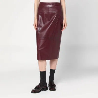 Max Mara Bordeaux Pencil Skirt In Nappa Leather