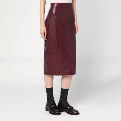 Max Mara Bordeaux Pencil Skirt In Nappa Leather