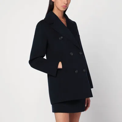 S Max Mara Double-breasted Coat In Midnight Blue Wool