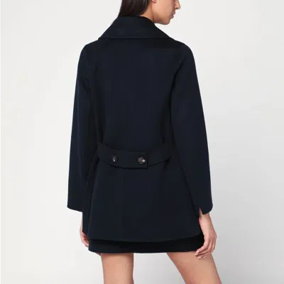 S Max Mara Double-breasted Coat In Midnight Blue Wool