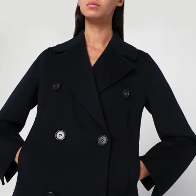 S Max Mara Double-breasted Coat In Midnight Blue Wool