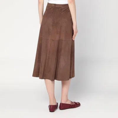 S Max Mara Womens Cipria Flared Suede Midi Skirt Dark Brown In Neutral