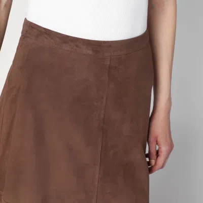 S Max Mara Womens Cipria Flared Suede Midi Skirt Dark Brown In Neutral