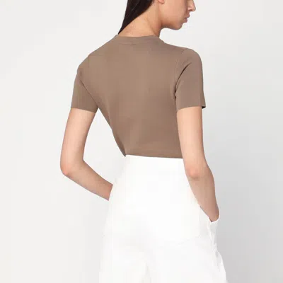 Max Mara Hazelnut-coloured T-shirt In Viscose Crêpe