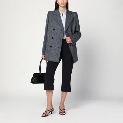 Victoria Beckham Cropped Black Trousers In Wool Blend