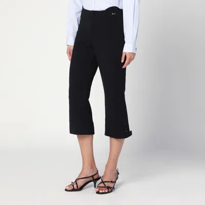 Victoria Beckham Cropped Black Trousers In Wool Blend