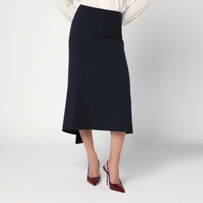 Victoria Beckham Navy Blue Skirt In Wool Blend