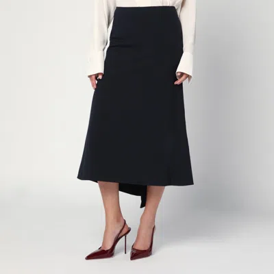 Victoria Beckham Navy Blue Skirt In Wool Blend