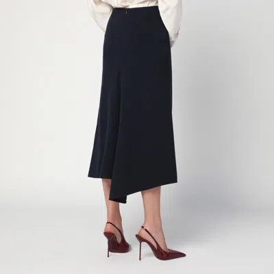 Victoria Beckham Navy Blue Skirt In Wool Blend