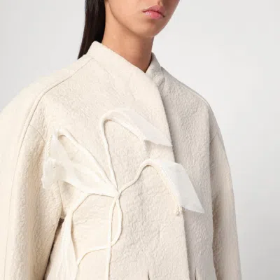 Mark Kenly Domino Tan Jacket In Boiled Wool Écru