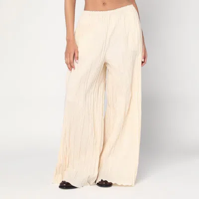 Mark Kenly Domino Tan Mkdt Studio Pinola-atelier Pleated Fabric Ivory Trousers In Neutral