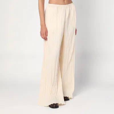 Mark Kenly Domino Tan Mkdt Studio Pinola-atelier Pleated Fabric Ivory Trousers In Neutral