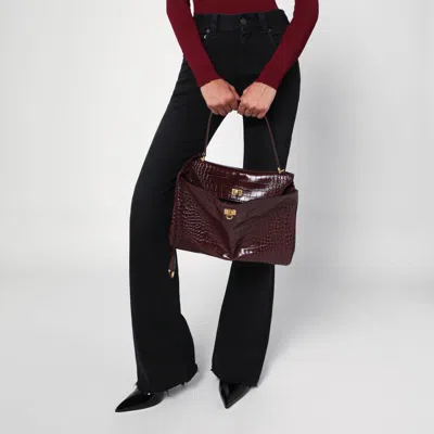 Balenciaga Cocco-print Burgundy Calfskin Medium Rodeo Bag Women
