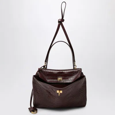 Balenciaga Cocco-print Burgundy Calfskin Medium Rodeo Bag Women