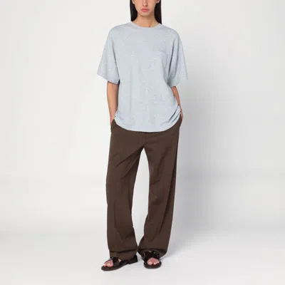 The Row Light Grey Kaddy T-shirt In Brushed Cotton In Gray