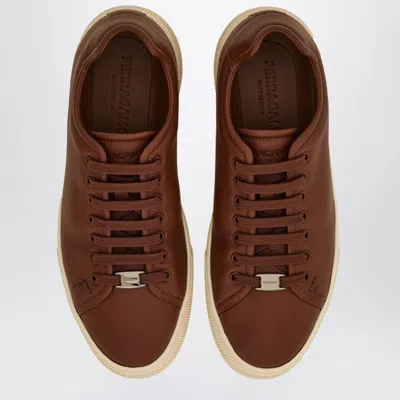 Ferragamo Brown Leather Sneakers