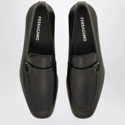 Ferragamo Black Loafer With Gancini Logo