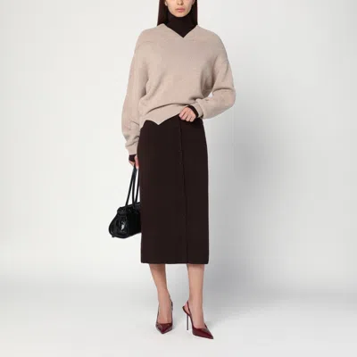 Victoria Beckham Sand-coloured Sweater In Wool And Cashmere